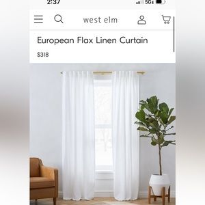 West Elm Linen Curtains 48” W x 108” L